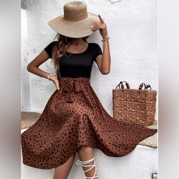 Shein Black Brown Animal Print Dress - Picture 1 of 9